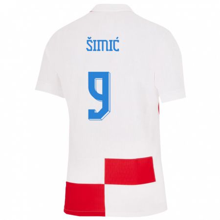 Kandiny Femme Maillot Croatie Roko Simic #9 Blanc Rouge Tenues Domicile 24-26 T-Shirt