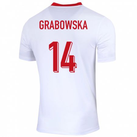 Kandiny Femme Maillot Pologne Dominika Grabowska #14 Blanc Tenues Domicile 24-26 T-Shirt