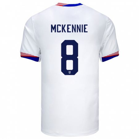 Kandiny Femme Maillot États-Unis Weston Mckennie #8 Blanc Tenues Domicile 24-26 T-Shirt