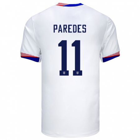 Kandiny Femme Maillot États-Unis Kevin Paredes #11 Blanc Tenues Domicile 24-26 T-Shirt