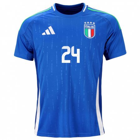 Kandiny Femme Maillot Italie Andrea Cambiaso #24 Bleu Tenues Domicile 24-26 T-Shirt