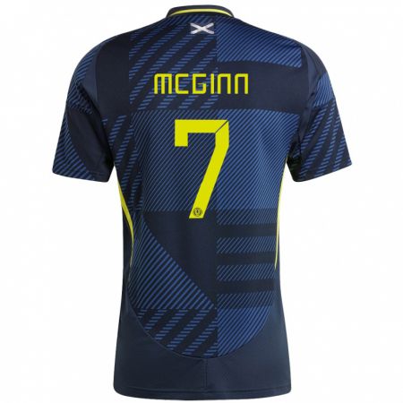 Kandiny Femme Maillot Écosse John Mcginn #7 Bleu Foncé Tenues Domicile 24-26 T-Shirt
