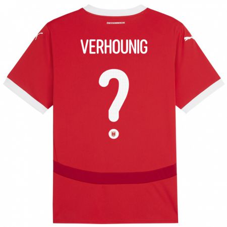 Kandiny Femme Maillot Autriche Phillip Verhounig #0 Rouge Tenues Domicile 24-26 T-Shirt