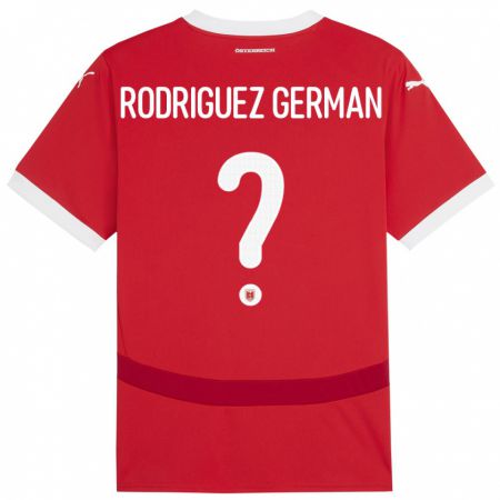 Kandiny Femme Maillot Autriche Ryan Rodriguez German #0 Rouge Tenues Domicile 24-26 T-Shirt