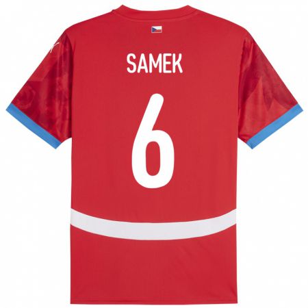 Kandiny Femme Maillot Tchéquie Daniel Samek #6 Rouge Tenues Domicile 24-26 T-Shirt