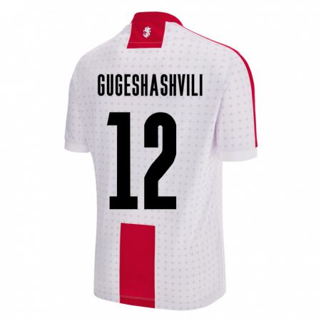 Kandiny Femme Maillot Géorgie Luka Gugeshashvili #12 Blanc Tenues Domicile 24-26 T-Shirt