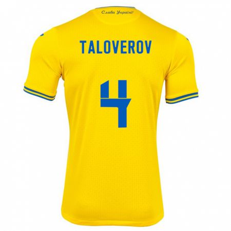 Kandiny Femme Maillot Ukraine Maksym Taloverov #4 Jaune Tenues Domicile 24-26 T-Shirt