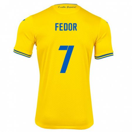 Kandiny Femme Maillot Ukraine Oleg Fedor #7 Jaune Tenues Domicile 24-26 T-Shirt