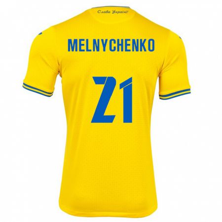 Kandiny Femme Maillot Ukraine Maksym Melnychenko #21 Jaune Tenues Domicile 24-26 T-Shirt