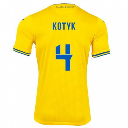 Kandiny Femme Maillot Ukraine Yana Kotyk #4 Jaune Tenues Domicile 24-26 T-Shirt