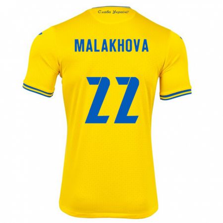 Kandiny Femme Maillot Ukraine Yana Malakhova #22 Jaune Tenues Domicile 24-26 T-Shirt