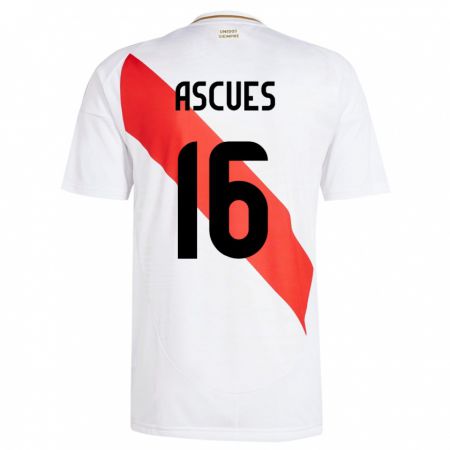 Kandiny Femme Maillot Pérou Carlos Ascues #16 Blanc Tenues Domicile 24-26 T-Shirt
