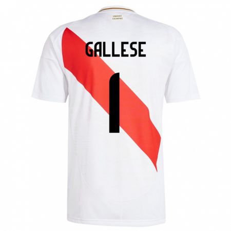 Kandiny Femme Maillot Pérou Pedro Gallese #1 Blanc Tenues Domicile 24-26 T-Shirt