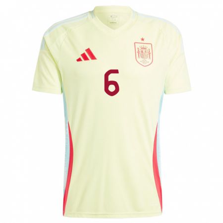 Kandiny Femme Maillot Espagne Gerard Hernandez #6 Jaune Tenues Extérieur 24-26 T-Shirt