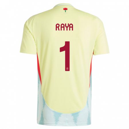 Kandiny Femme Maillot Espagne David Raya #1 Jaune Tenues Extérieur 24-26 T-Shirt