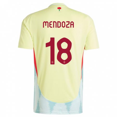 Kandiny Femme Maillot Espagne Rodrigo Mendoza #18 Jaune Tenues Extérieur 24-26 T-Shirt