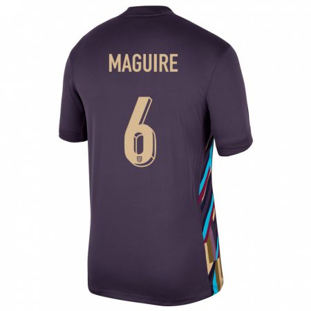 Kandiny Femme Maillot Angleterre Harry Maguire #6 Raisins Noirs Tenues Extérieur 24-26 T-Shirt