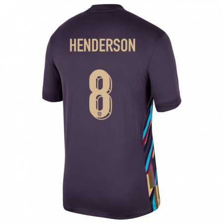 Kandiny Femme Maillot Angleterre Jordan Henderson #8 Raisins Noirs Tenues Extérieur 24-26 T-Shirt