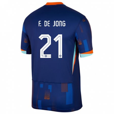 Kandiny Femme Maillot Pays-Bas Frenkie De Jong #21 Bleu Tenues Extérieur 24-26 T-Shirt