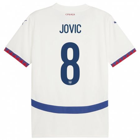 Kandiny Femme Maillot Serbie Luka Jovic #8 Blanc Tenues Extérieur 24-26 T-Shirt