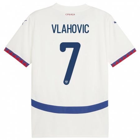 Kandiny Femme Maillot Serbie Dusan Vlahovic #7 Blanc Tenues Extérieur 24-26 T-Shirt