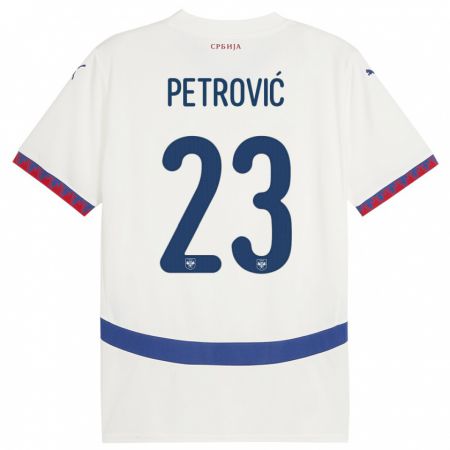 Kandiny Femme Maillot Serbie Jovana Petrovic #23 Blanc Tenues Extérieur 24-26 T-Shirt