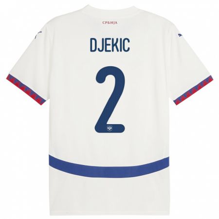 Kandiny Femme Maillot Serbie Djuro Giulio Djekic #2 Blanc Tenues Extérieur 24-26 T-Shirt