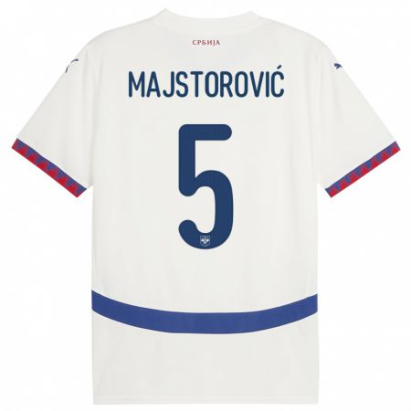 Kandiny Femme Maillot Serbie Milan Majstorovic #5 Blanc Tenues Extérieur 24-26 T-Shirt