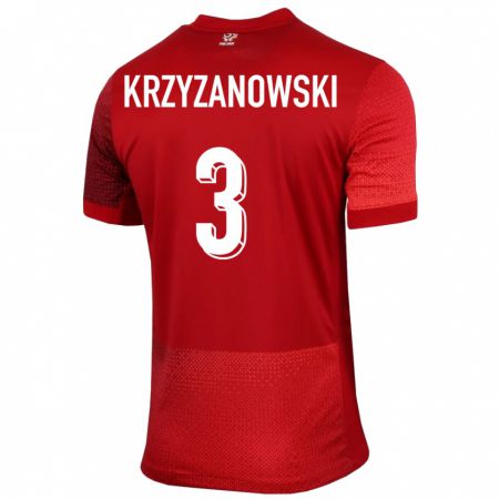 Kandiny Femme Maillot Pologne Jakub Krzyzanowski #3 Rouge Tenues Extérieur 24-26 T-Shirt