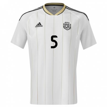 Kandiny Femme Maillot Costa Rica Santiago Van Der Putten #5 Blanc Tenues Extérieur 24-26 T-Shirt