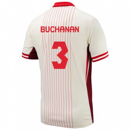 Kandiny Femme Maillot Canada Kadeisha Buchanan #3 Blanc Tenues Extérieur 24-26 T-Shirt