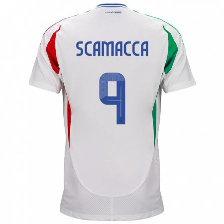 Kandiny Femme Maillot Italie Gianluca Scamacca #9 Blanc Tenues Extérieur 24-26 T-Shirt