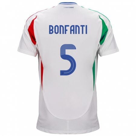 Kandiny Femme Maillot Italie Giovanni Bonfanti #5 Blanc Tenues Extérieur 24-26 T-Shirt