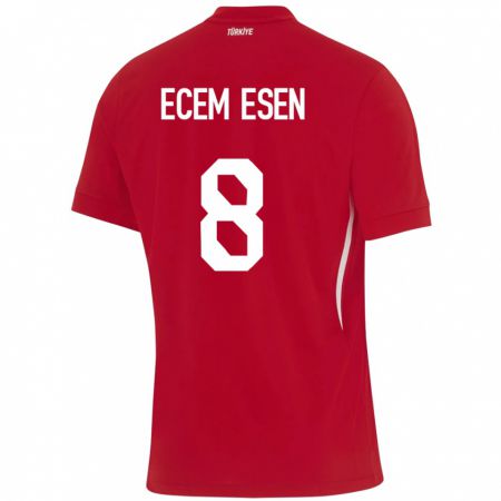 Kandiny Femme Maillot Turquie Emine Ecem Esen #8 Rouge Tenues Extérieur 24-26 T-Shirt