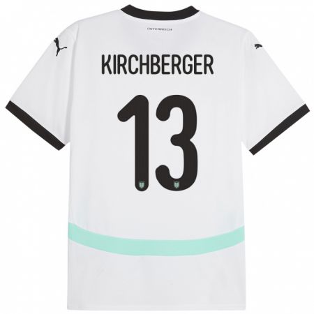 Kandiny Femme Maillot Autriche Virginia Kirchberger #13 Blanc Tenues Extérieur 24-26 T-Shirt