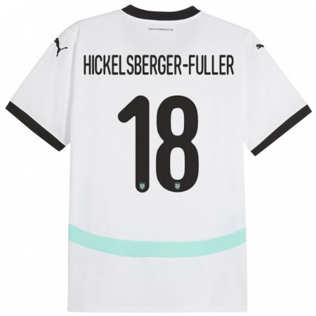 Kandiny Femme Maillot Autriche Julia Hickelsberger-Füller #18 Blanc Tenues Extérieur 24-26 T-Shirt