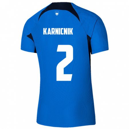 Kandiny Femme Maillot Slovénie Zan Karnicnik #2 Bleu Tenues Extérieur 24-26 T-Shirt