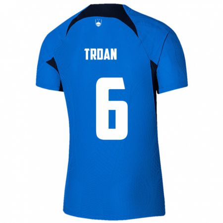 Kandiny Femme Maillot Slovénie Miha Trdan #6 Bleu Tenues Extérieur 24-26 T-Shirt