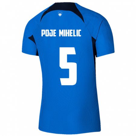 Kandiny Femme Maillot Slovénie Naja Poje Mihelič #5 Bleu Tenues Extérieur 24-26 T-Shirt