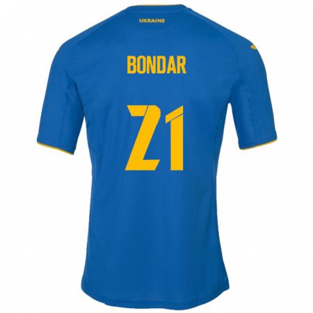 Kandiny Femme Maillot Ukraine Valeriy Bondar #21 Bleu Tenues Extérieur 24-26 T-Shirt
