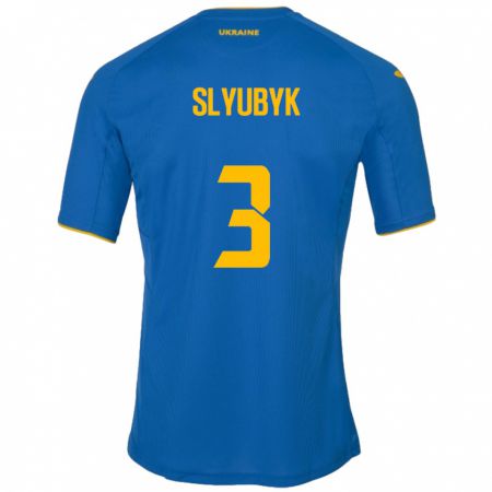 Kandiny Femme Maillot Ukraine Bogdan Slyubyk #3 Bleu Tenues Extérieur 24-26 T-Shirt