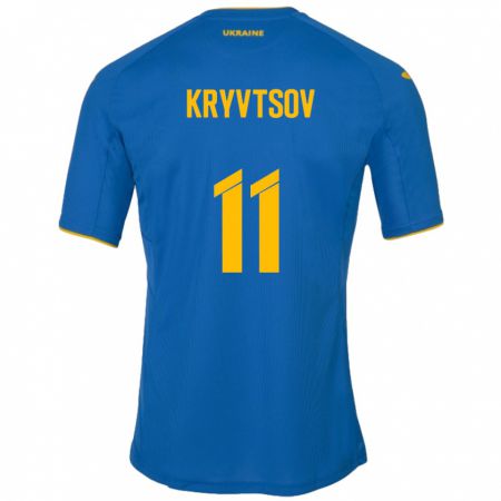 Kandiny Femme Maillot Ukraine Nikita Kryvtsov #11 Bleu Tenues Extérieur 24-26 T-Shirt