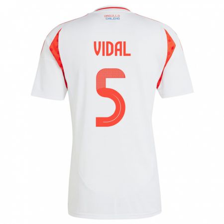 Kandiny Femme Maillot Chili Valentín Vidal #5 Blanc Tenues Extérieur 24-26 T-Shirt