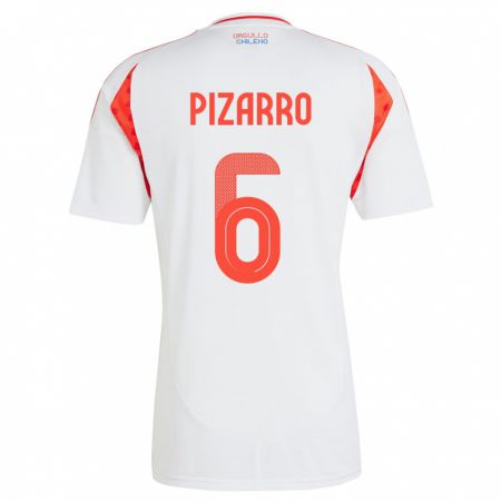Kandiny Femme Maillot Chili Vicente Pizarro #6 Blanc Tenues Extérieur 24-26 T-Shirt