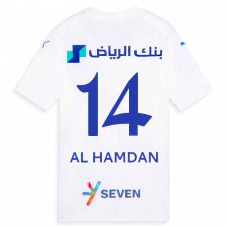 Kandiny Femme Maillot Abdullah Al-Hamdan #14 Blanc Tenues Extérieur 2023/24 T-Shirt