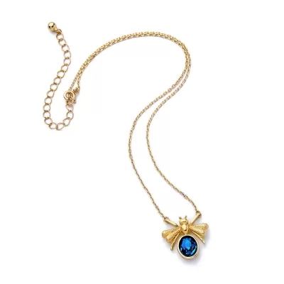 Kandiny - Elegant Blue Crystal Insect Pendant Short