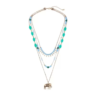 Kandiny - Malachite Multilayer Elephant Pendant Long Women's Sweater Chain