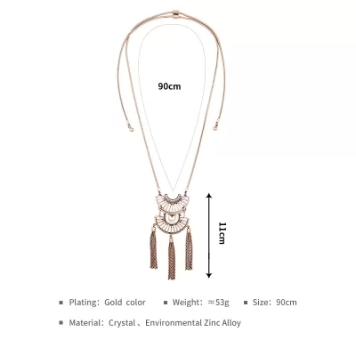 Kandiny - Diamond folding fan fringed long sweater Necklace