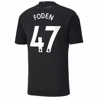 Enfant Football Maillot Phil Foden #47 Tenues Extérieur Noire 2020/21 Chemise