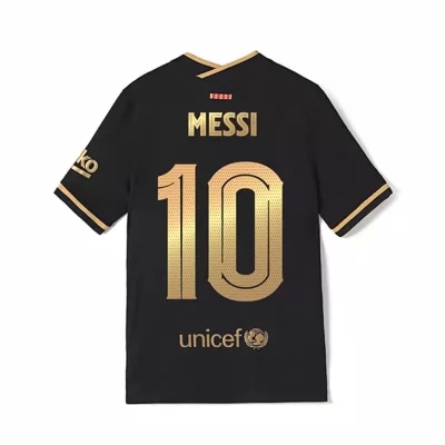 Enfant Football Maillot Lionel Messi #10 Tenues Extérieur Noire 2020/21 Chemise